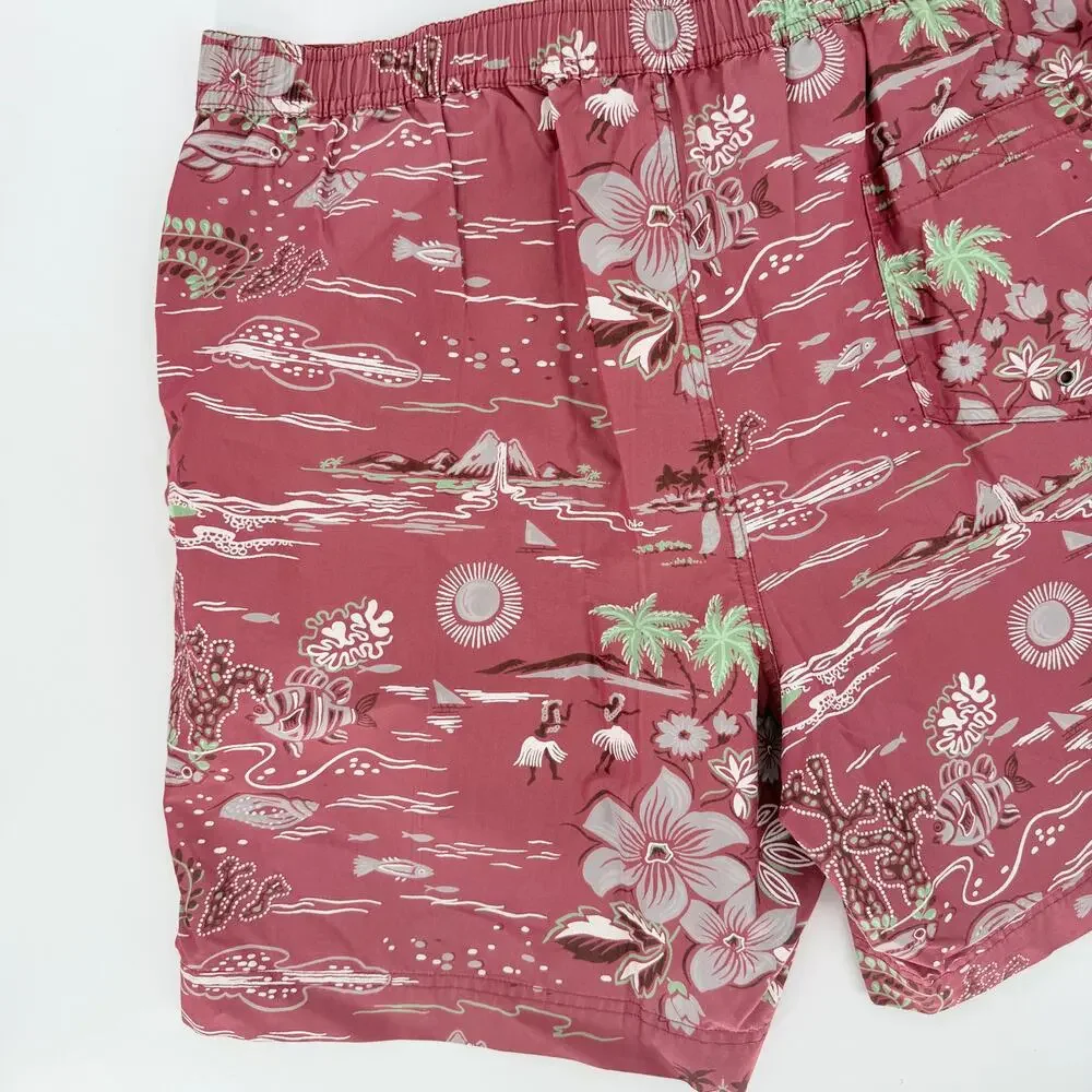 Vintage Polo Ralph Lauren Men's Swimming Trunks‎ L Logo Hawaiian Luau Volcano